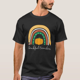 Thanksgiving Teacher Thankful Teacher Rainbow Pump T-Shirt