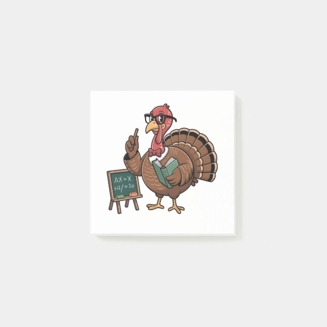 Thanksgiving Teacher Turkey Educated Gobbler Post-it Notes (Front)