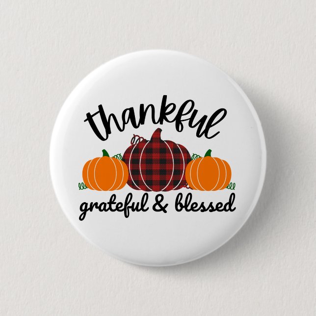 Thanksgiving Thankful 6 Cm Round Badge (Front)