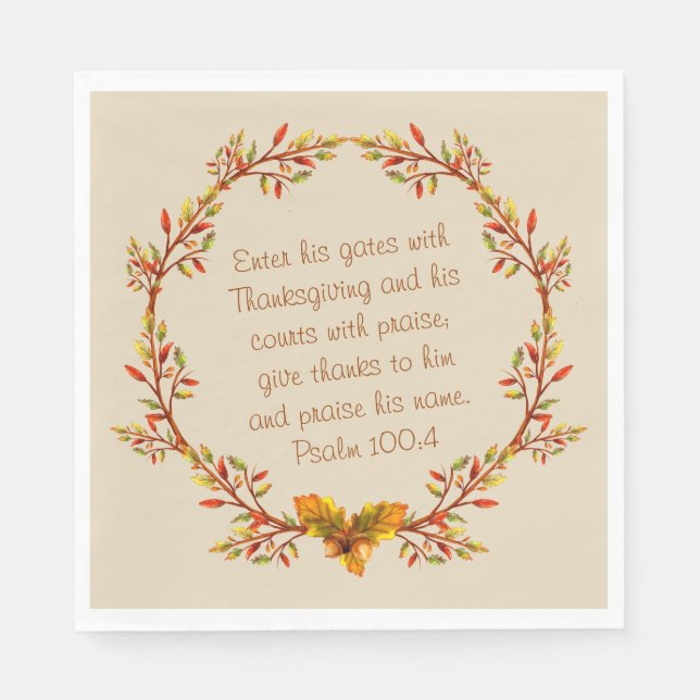 Thanksgiving Thankful Bible Verse Napkins 6.5" (Front)