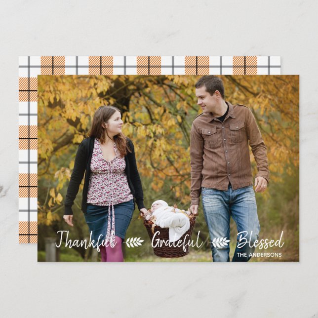Thanksgiving Thankful Grateful Blessed Flannel Invitation (Front/Back)