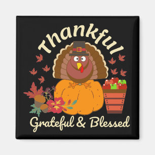 Thanksgiving Thankful Grateful & Blessed Magnet
