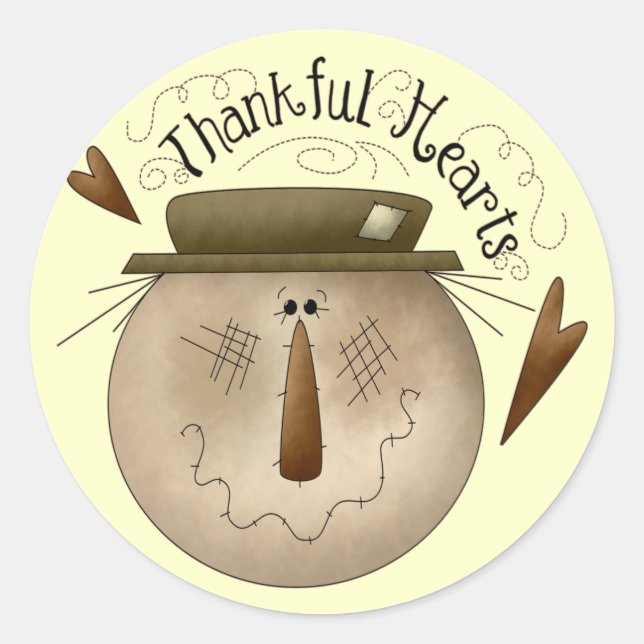 Thanksgiving Thankful Hearts Round Stickers (Front)