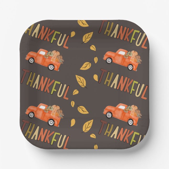Thanksgiving, Thankful Paper Plate (Front)
