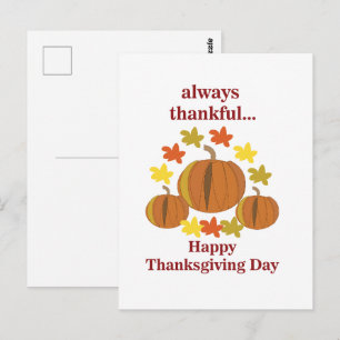 Thanksgiving Thankful Pumpkin Autumn  Postcard