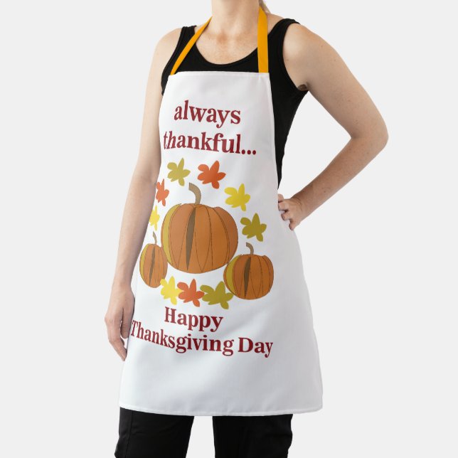 Thanksgiving Thankful Pumpkin Autumn Thanksgiving Apron (Insitu)