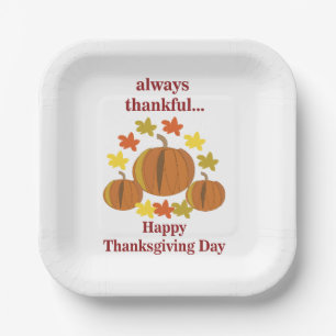 Thanksgiving Thankful Pumpkin Autumn Thanksgiving Paper Plate