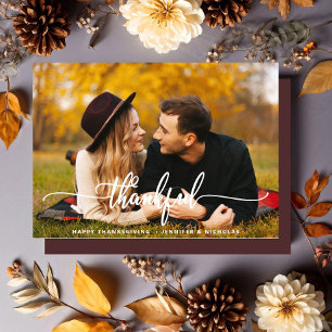 Thanksgiving Thankful Script Photo Postcard