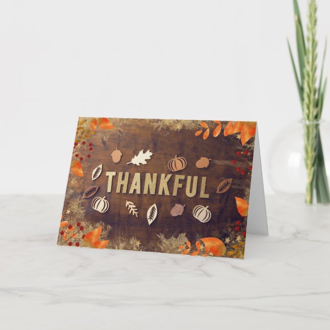 Thanksgiving Thankful Thank You Card (Front)