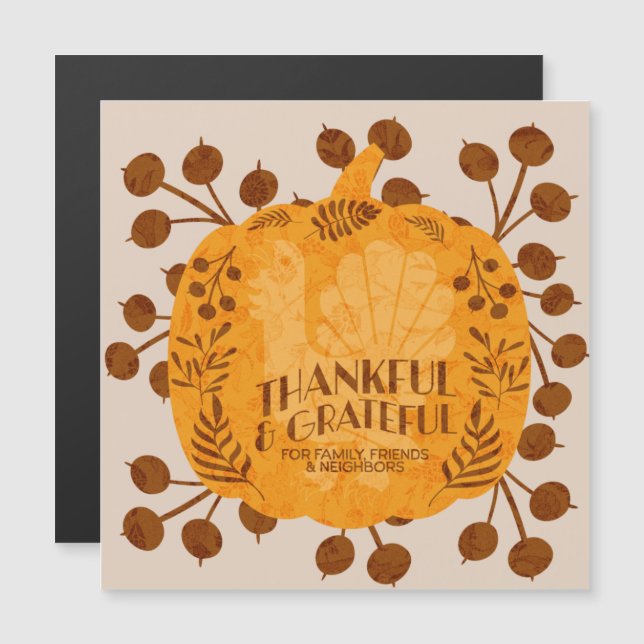 Thanksgiving Thankful Turkey Pumpkin Greenery   (Front/Back)
