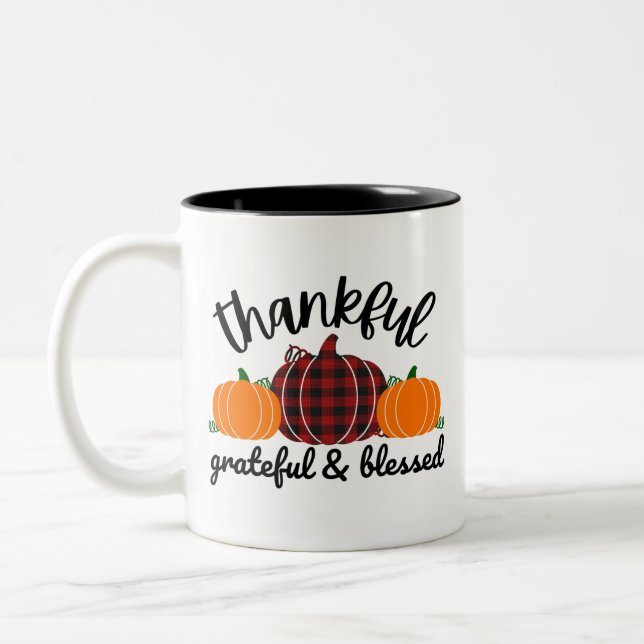 Thanksgiving Thankful Two-Tone Coffee Mug (Left)
