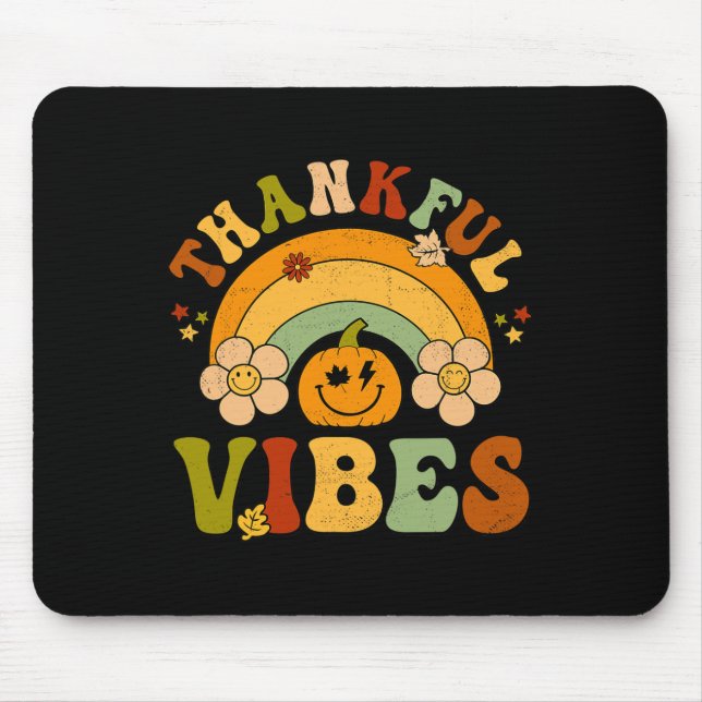Thanksgiving Thankful Vibes Autumn Hello Fall Pump Mouse Pad (Front)