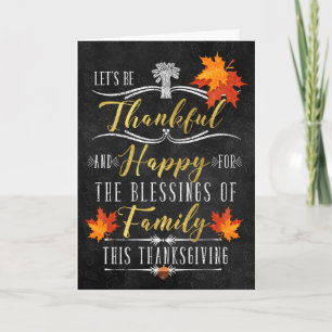 Thanksgiving the Blessings of Family Chalkboard Holiday Card
