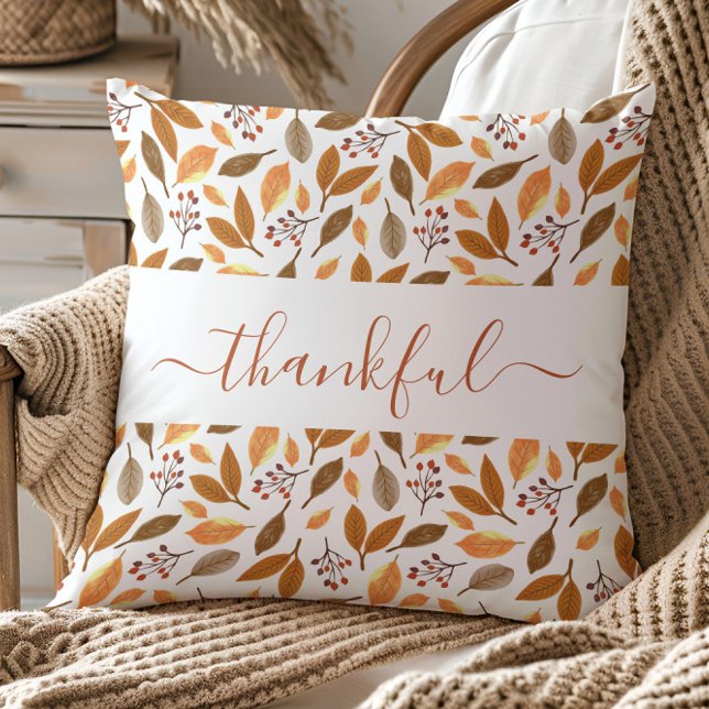 Thanksgiving Throw Pillow – Fall Leaves Home Decor (Creator Uploaded)