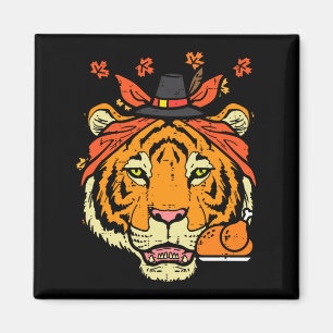 Thanksgiving Tiger Face Turkey Day Fall Women Magnet