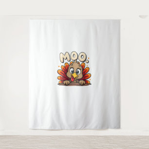 Thanksgiving Time Turkey Moo Funny Thanksgiving Fu Tapestry