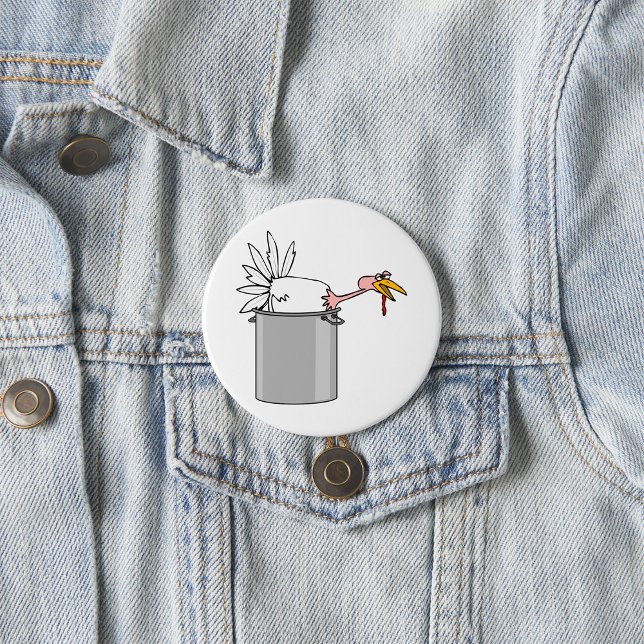Thanksgiving Tired Turkey in Cooking Pot Humour  7.5 Cm Round Badge (Creator Uploaded)