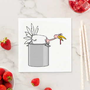 Thanksgiving Tired Turkey in Cooking Pot Humour  Napkin