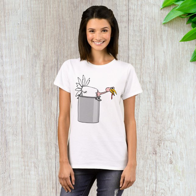Thanksgiving Tired Turkey in Cooking Pot Humour  T-Shirt (Creator Uploaded)