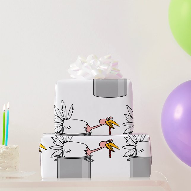 Thanksgiving Tired Turkey in Cooking Pot Humour  Wrapping Paper (Creator Uploaded)