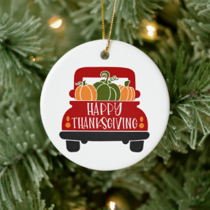 Thanksgiving Truck Ceramic Tree Decoration