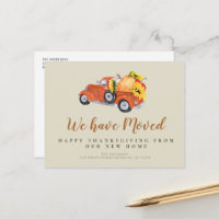 thanksgiving truck moving announcement postcard