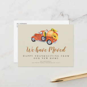 thanksgiving truck moving announcement postcard