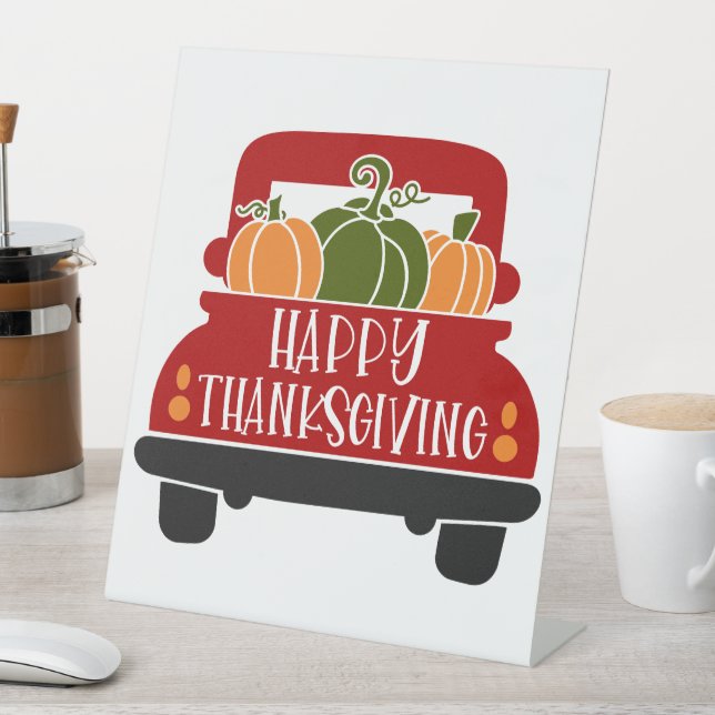 Thanksgiving Truck Pedestal Sign (In SItu)