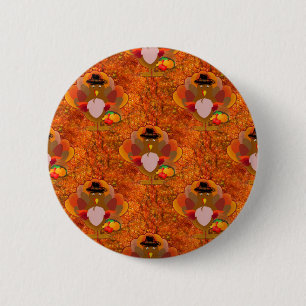thanksgiving turkey 6 cm round badge