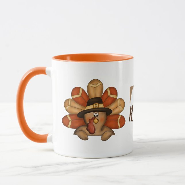 Thanksgiving turkey add monogram mug (Left)