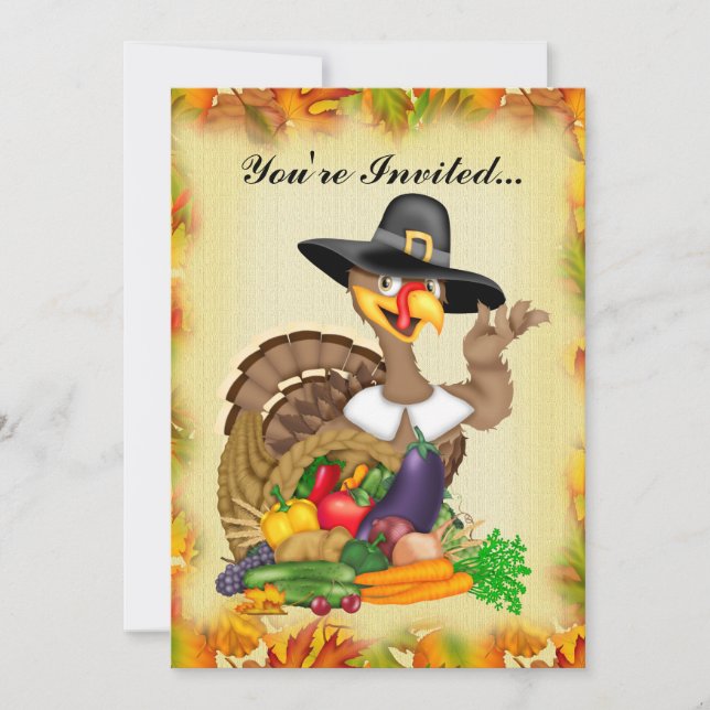 Thanksgiving Turkey add words Invitation (Front)