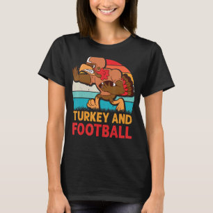 Thanksgiving Turkey and Football Retro Vintage Men T-Shirt
