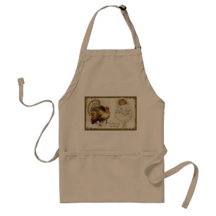Thanksgiving Turkey and Little Girl Standard Apron