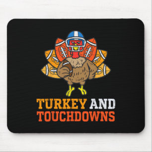Thanksgiving Turkey And Touchdowns American Footba Mouse Pad