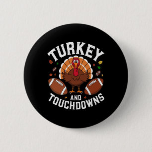 Thanksgiving Turkey And Touchdowns Football Design 6 Cm Round Badge