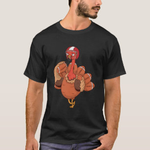 Thanksgiving Turkey And Touchdowns Football Design T-Shirt