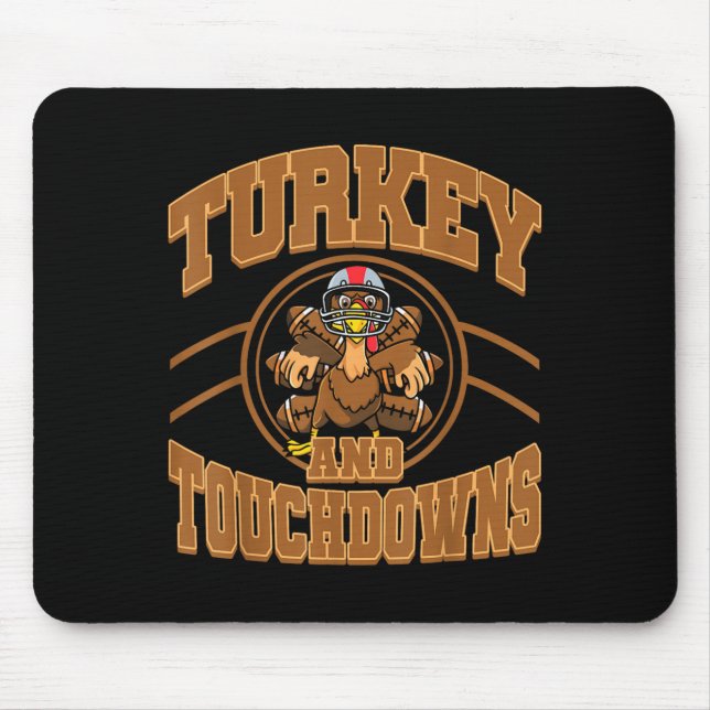 Thanksgiving Turkey And Touchdowns Football Fall M Mouse Pad (Front)