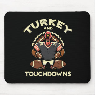 Thanksgiving Turkey And Touchdowns Football Men Bo Mouse Pad