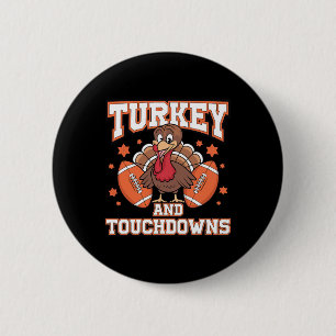 Thanksgiving Turkey And Touchdowns Football Men Ki 6 Cm Round Badge