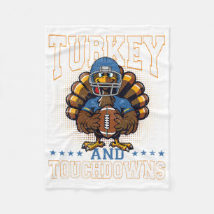 Thanksgiving Turkey And Touchdowns Football Men Ki Fleece Blanket