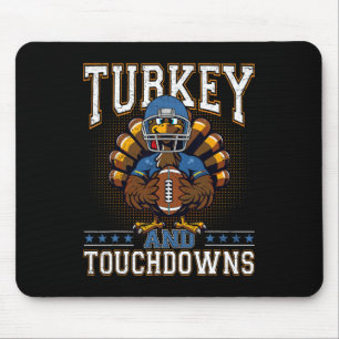 Thanksgiving Turkey And Touchdowns Football Men Ki Mouse Pad
