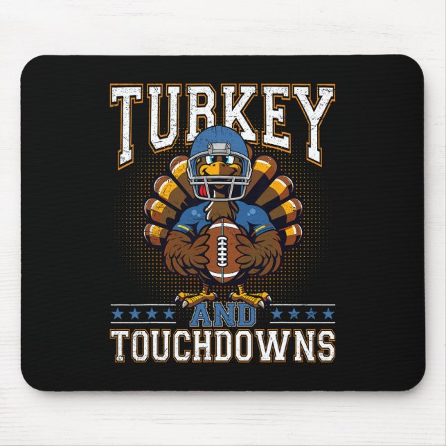 Thanksgiving Turkey And Touchdowns Football Men Ki Mouse Pad (Front)