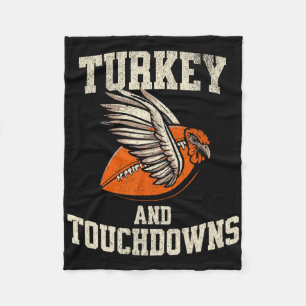 Thanksgiving Turkey And Touchdowns Football Tee Fleece Blanket