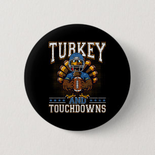 Thanksgiving Turkey And Touchdowns Footbyll Men Ki 6 Cm Round Badge