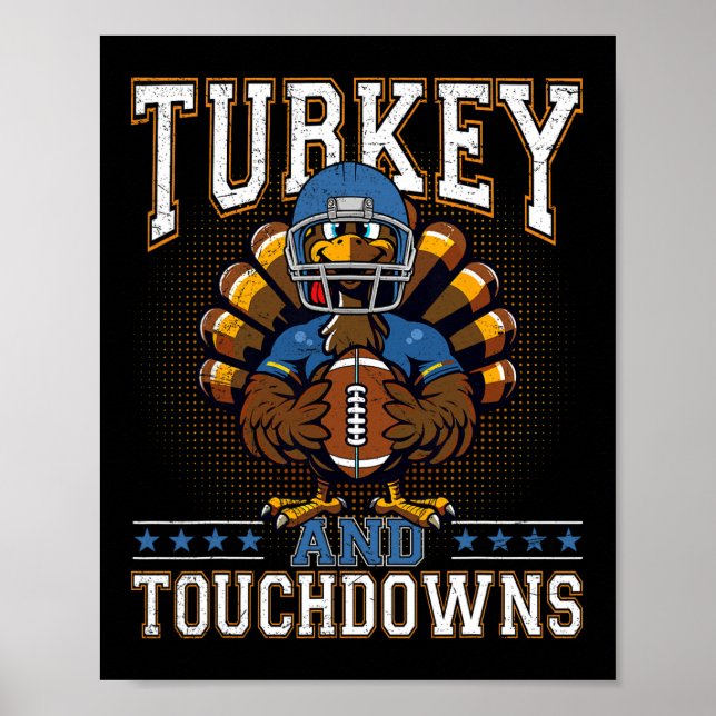 Thanksgiving Turkey And Touchdowns Footbyll Men Ki Poster (Front)
