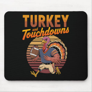 Thanksgiving Turkey And Touchdowns Footll Men Kids Mouse Pad