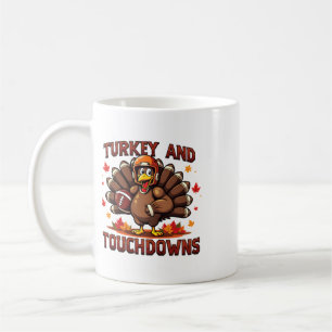 Thanksgiving Turkey And Touchdowns Footll Player 1 Coffee Mug