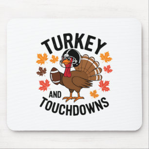 Thanksgiving Turkey And Touchdowns Footll Player 2 Mouse Pad
