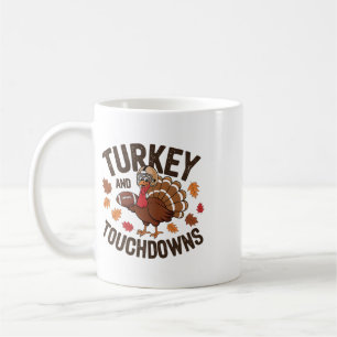 Thanksgiving Turkey And Touchdowns Footll Player 3 Coffee Mug