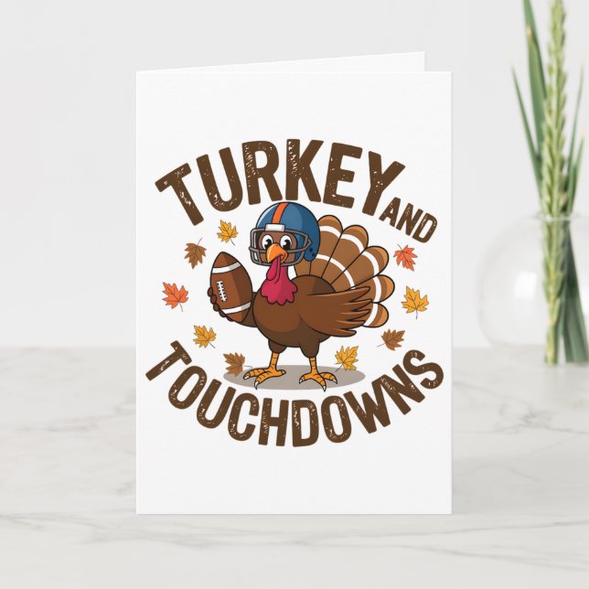 Thanksgiving Turkey And Touchdowns Footll Player 4 Card (Front)